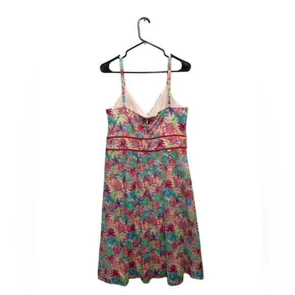 Chetta B Babydoll Dress Tropical Pineapple Novelty Print Multicolor Size 12 - Picture 5 of 13